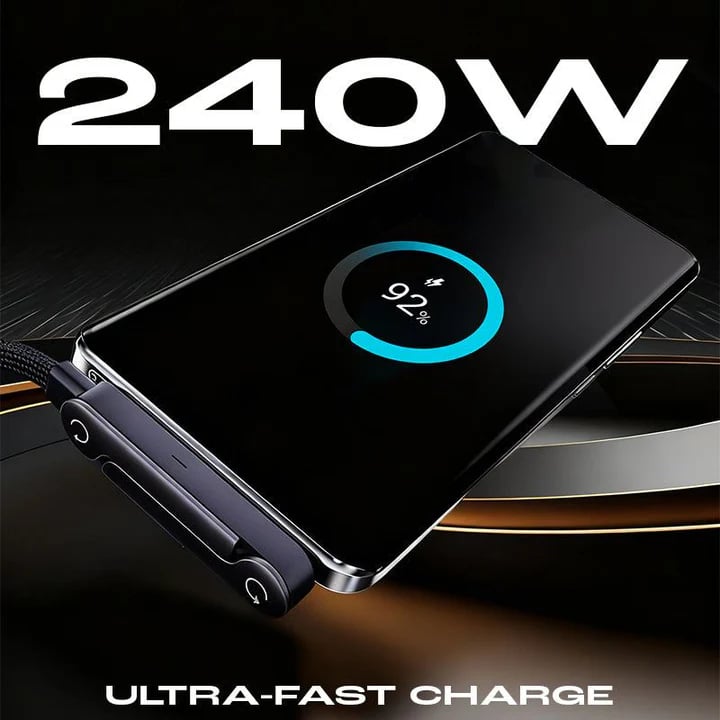 🔥New Year🏆Flash Sale⚡50K+ SOLD!💥2-in-1 Invisible Holder Charger Cable – 240W Fast Charging Cord with Built-In Phone Stand