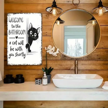 ⏳LAST DAY SALE 49% OFF🔥Vintage Highland Cow Aluminum Sign: Funny "Are You Pooping?" Black and White Bathroom Wall Decor