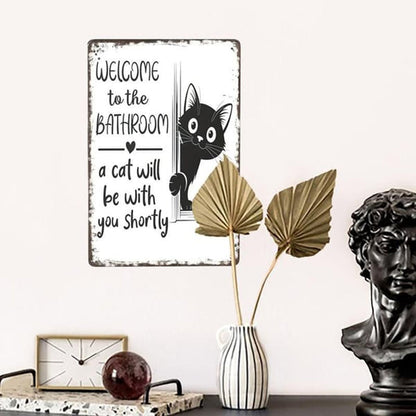 ⏳LAST DAY SALE 49% OFF🔥Vintage Highland Cow Aluminum Sign: Funny "Are You Pooping?" Black and White Bathroom Wall Decor
