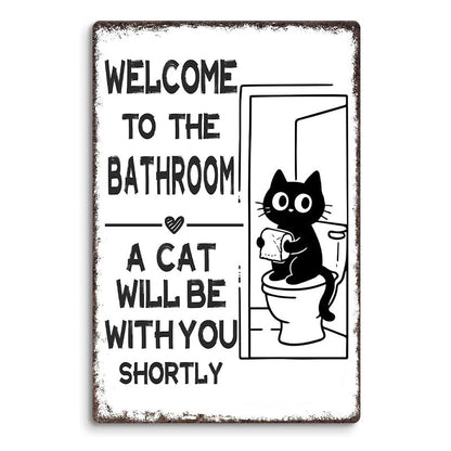 ⏳LAST DAY SALE 49% OFF🔥Vintage Highland Cow Aluminum Sign: Funny "Are You Pooping?" Black and White Bathroom Wall Decor
