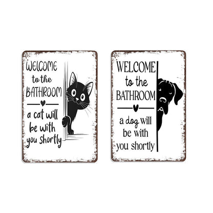 ⏳LAST DAY SALE 49% OFF🔥Vintage Highland Cow Aluminum Sign: Funny "Are You Pooping?" Black and White Bathroom Wall Decor