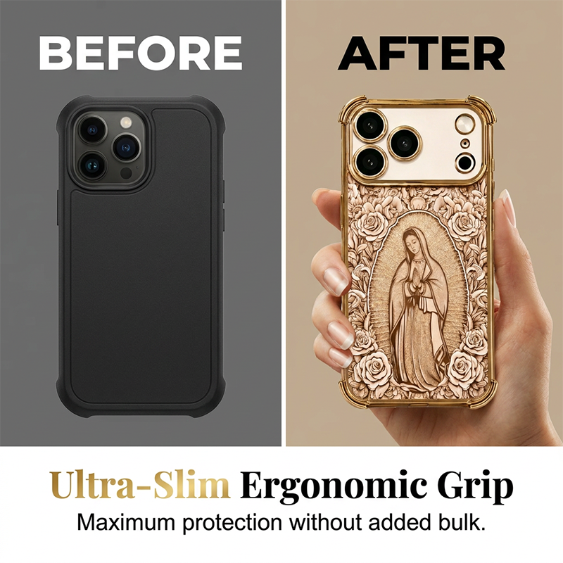📱 LIMITED-TIME 50% OFF! ✨ Gold Art Phone Case – Intricate Floral Relief, Protective 🌿