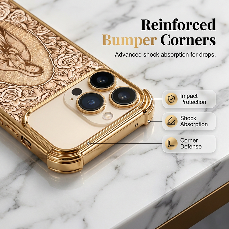📱 LIMITED-TIME 50% OFF! ✨ Gold Art Phone Case – Intricate Floral Relief, Protective 🌿